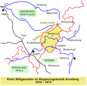 Skizze: Kreis Wittgenstein 1816 - 1974